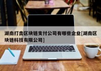 湖南打击区块链支付公司有哪些企业[湖南区块链科技有限公司]